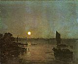 Joseph Mallord William Turner Canvas Paintings - Moonlight A Study at Millbank